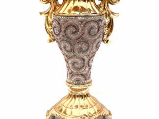 Ambrose Gold Plated Crystal Embellished Ceramic Vase (8.5 In. x 7.5