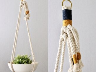 Macrame Plant Hanger, Hanging Planter, Color Block, Fruit Bowl Holder