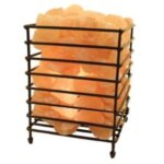 Himalayan Pink Salt Lamp - 12V 12W Iron Basket Rectangle Shape Carved