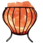 Himalayan Pink Salt Lamp - 12V 12W Iron Basket Bud Conic Shape Carved