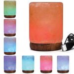 USB Colour Changing Salt Himalayan Lamp - Cylinder Shape Pink Rock LED